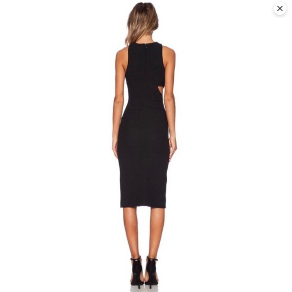 Elizabeth and James Giulia Black Midi Bodycon Cut Out Dress Size 4 #2174 - Picture 2 of 12